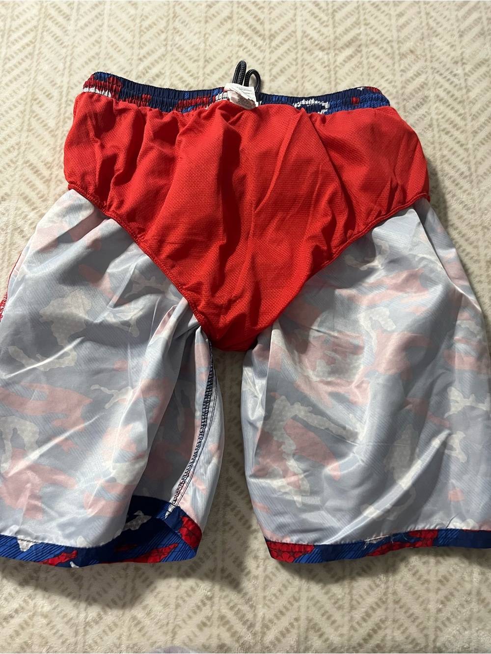 Nike Red White Blue Camo Swim/Training Shorts Medium - Picture 7 of 8
